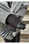 Tricolor Leather Black Gloves - 3