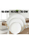 Modern Nordic Series 3-Piece Metal Presentation Tray Set - White Tray with Wooden Handle (51-37-30 cm)