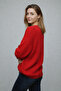 Red Crew Neck Oversize Women's Knitwear Sweater - 2