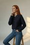 Navy Blue Buttoned Polo Neck Knit Sweater - 4