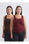 Vizyon New Season Plus Size Square Neck Gathered Women's Tank Top 2-Pack