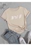 Unisex Beige 3-Piece Butterfly Printed Crew Neck T-Shirt