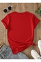 Unisex Red Floral Bicycle Printed Crew Neck T-Shirt - 2