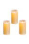 Ivory LED Pillar Candle, Flameless Flickering Flame, Battery Operated for Home Decor, 3pc -7.5x25cm