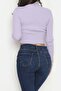 Lilac Turtleneck Ribbed Knitted Crop Sweater - 100% Cotton - Slim Fit - 4