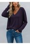 Women's Long Sleeve V Neck Viscose Two Thread Blouse - 2