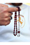 Dark Burgundy Barley Cut Silver Moon Star Tassel Clasp Amber Prayer Beads 201024955 - 4
