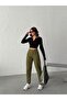 Khaki High Waist Linen Mom Pants - 2