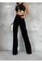 A11492680 Women's Colorfast Black Stretch Fabric High Waist Palazzo Jean Wide Leg Denim Trousers