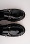 Viana Model Metal Buckle Detailed Black Wrinkled Patent Leather Women's Loafer Casual Shoes - 5
