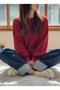 Knitwear Btk Women's Low Sleeve Oversized Mold Crew Neck Sweater - 4