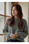 Knitwear Btk Women's Low Sleeve Oversized Mold Crew Neck Sweater