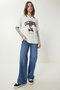 Teddy Bear Emblem Printed Oversized Knitted T-Shirt Lmc0088 Ekru - 2