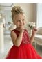 Girl's Red Sequined Ruffled Tulle Piece Princess Evening Dress 1-6 Years Old - 3