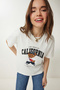 Teddy Bear Emblem Printed Oversized Knitted T-Shirt Lmc0088 Ekru