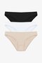 3-Piece Women's Cotton Bikini Panties Set Black-White-Beige
