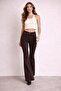 Women's Bitter Brown Stretch Fabric Stretchy High-Waist Flared Jeans Pants - 4