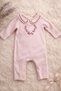 “Powder Pink Baby Girl Lace-Like Knit Cotton Romper – Embroidered Collar, Ultra Soft, 0-3 Months” - 2
