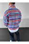 Ethnic Patterned Half Zipper Oversized Fleece Sweatshirt - 2