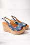 Women's Mushroom Blue Jeans 10 cm Wedge Heeled Mushroom Sole Open Front and Back Shoes - 5