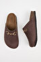 Pablo Women's Vegan Leather Buckle Brown Sabo Slippers - 3