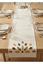 Punch Embroidered Patterned Cream Table Runner (40X130 cm) - 7