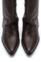 Brown Genuine Leather Studded Detail Leg Trousers Western Cowboy Boots - 3