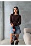 Women's Brown Boat Neck Stretch Fabric Lace Blouse - 2