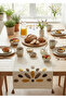 Punch Embroidered Patterned Cream Table Runner (40X130 cm)