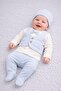 Baby Boy 0-3 Months Newborn Set Vest with Stitched Bow Tie, Self-Gloved Bodysuit + Booties + Hat