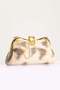 Beige Patterned Faux Fur Chain Hand and Shoulder Clutch Portfolio Bag - 5