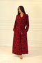 Red Patterned Sleeve Epaulet Pocket Shirt Trousers Set - 7