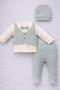 Baby Boy 0-3 Months Newborn Set Vest with Stitched Bow Tie, Self-Gloved Bodysuit + Booties + Hat - 3