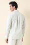 Mens Green Vertical Striped Twill Tailored Fit Cotton Shirt - 2
