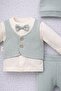 Baby Boy 0-3 Months Newborn Set Vest with Stitched Bow Tie, Self-Gloved Bodysuit + Booties + Hat - 4