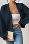 Women's Navy Blue V-Neck Long Sleeve Buttoned Knitwear Cardigan