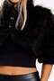 Black Half Sleeve Buttoned Fur Etol Bolero - 4