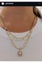 Gold Double Necklace with Pink Crystal Cut Stone - 3