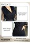 Women's V-neck Long Mesh Sleeve Formal Mini Dress, Double-breasted A-line Formal Blazer Dress with B - 5