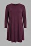 Plus Size Crew Neck Soft Touch Pocketed Tunic Stretch Fabric Purple Dress 285078 - 7