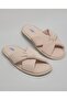Women's Beige Ribbed Bedroom Slippers - 6