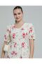 Floral Print Midi Dress With V-Neck And Puff Sleeves - 5