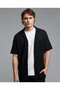Textured Shirt With Revere Collar And Short Sleeves