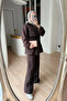 Lace Detailed Suit - Brown - 2