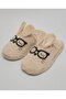 Women's Beige Embroidered Bedroom Slippers - 3
