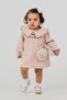Collar Rabbit Embroidered Girl's Dress with Bag 2-Piece Set - Salmon - 5