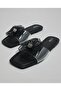 Women's Black Flower Detail Flat Sandals - 5