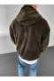 Double-Sided Thick Hooded Oversize Plush Coat - 6