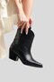 Women's Genuine Leather Cowboy Boots Short Heeled Dakota Black - 7