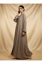 Elegant nida fabric 2 Piece Khaki Abaya Set Flowy Open Muslim Arabic Long Abaya Inner with mathing sheila - 4